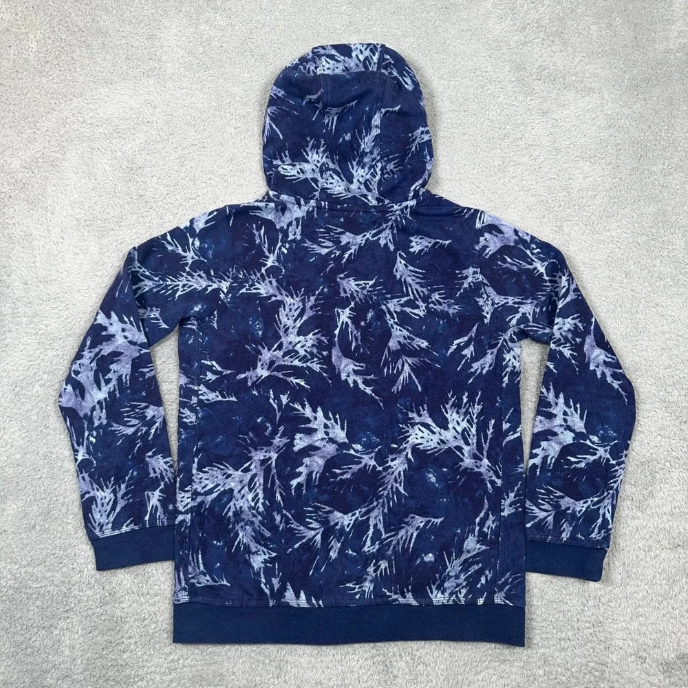 Nike Youth XL Navy Blue Graphic Print Pullover Hoodie Yellow Logo French‎ Terry
